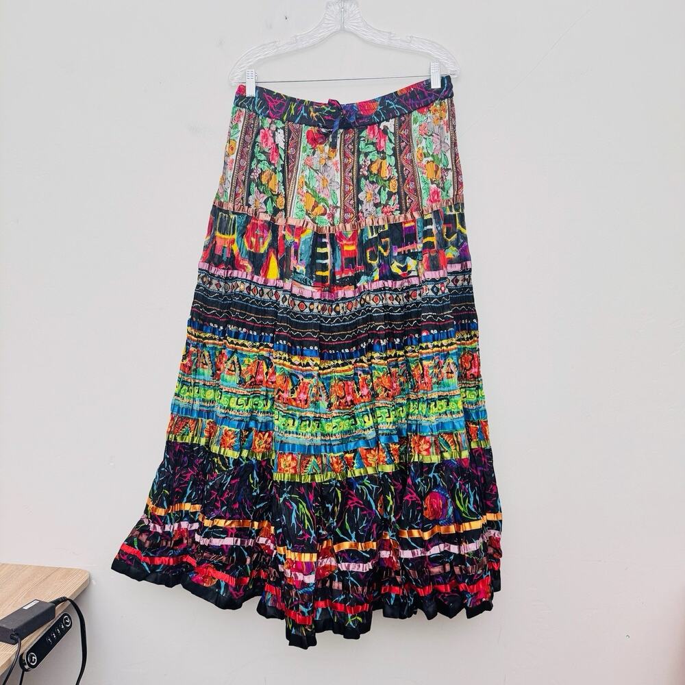 vintage TravelSmith cotton patchwork maxi skirt Women’s Size L